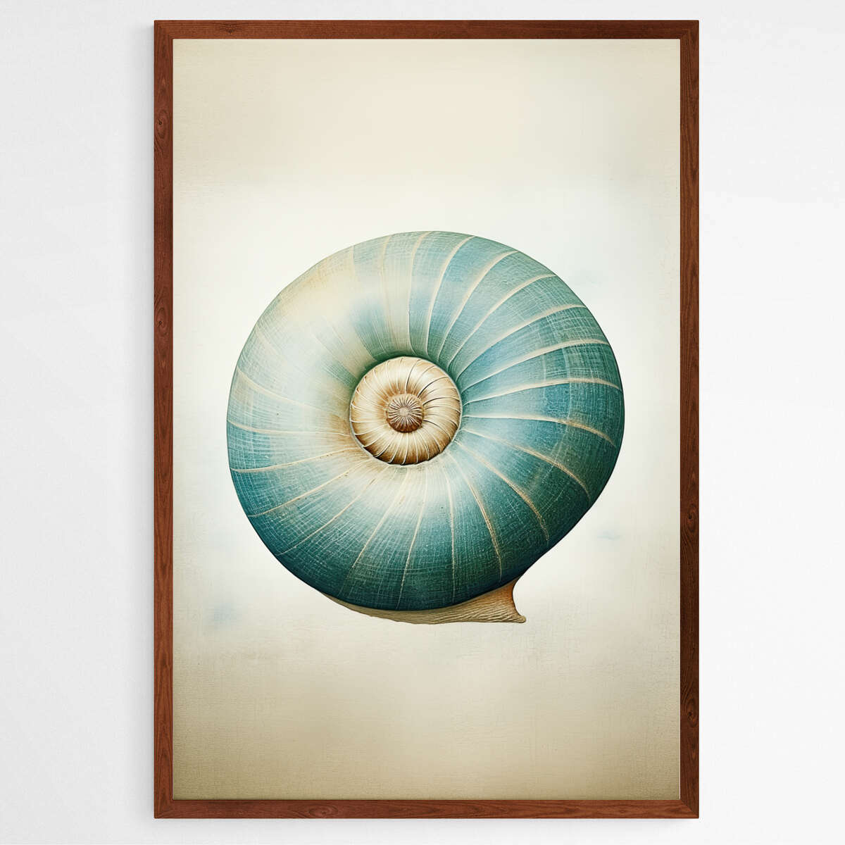 Teal Blue Snail Shell | Sea Life Wall Art Prints - The Canvas Hive