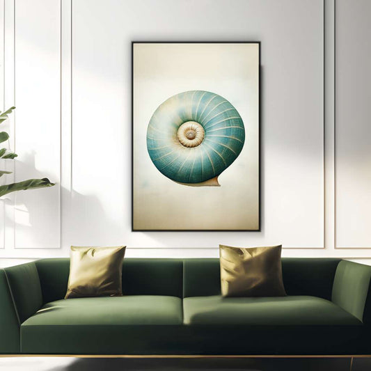 Teal Blue Snail Shell | Sea Life Wall Art Prints - The Canvas Hive