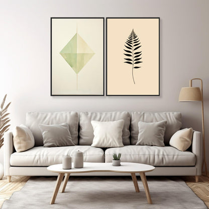 Tranquil Foliage Harmony Set of 2 | Sets Wall Art Prints - The Canvas Hive