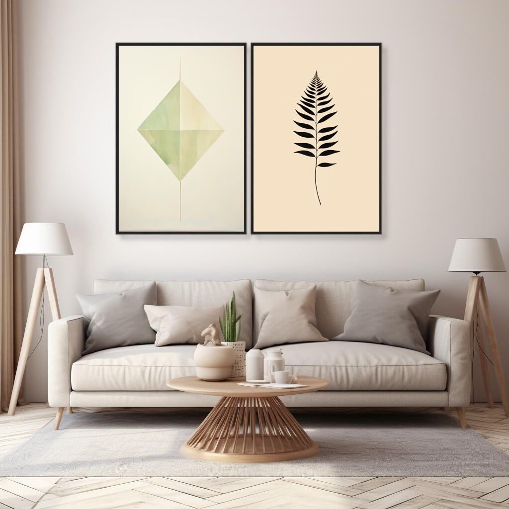 Tranquil Foliage Harmony Set of 2 | Sets Wall Art Prints - The Canvas Hive