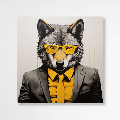 Trendy Wolf in Suit | Animals Wall Art Prints - The Canvas Hive