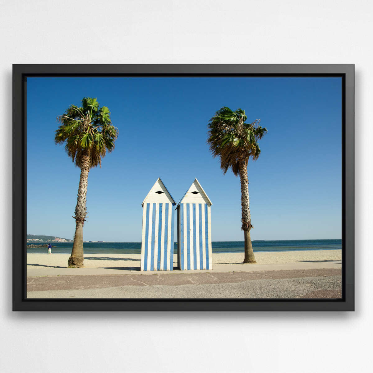 Tropical Tranquility: Beach Hut and Palm Harmony | Beachside Wall Art Prints - The Canvas Hive