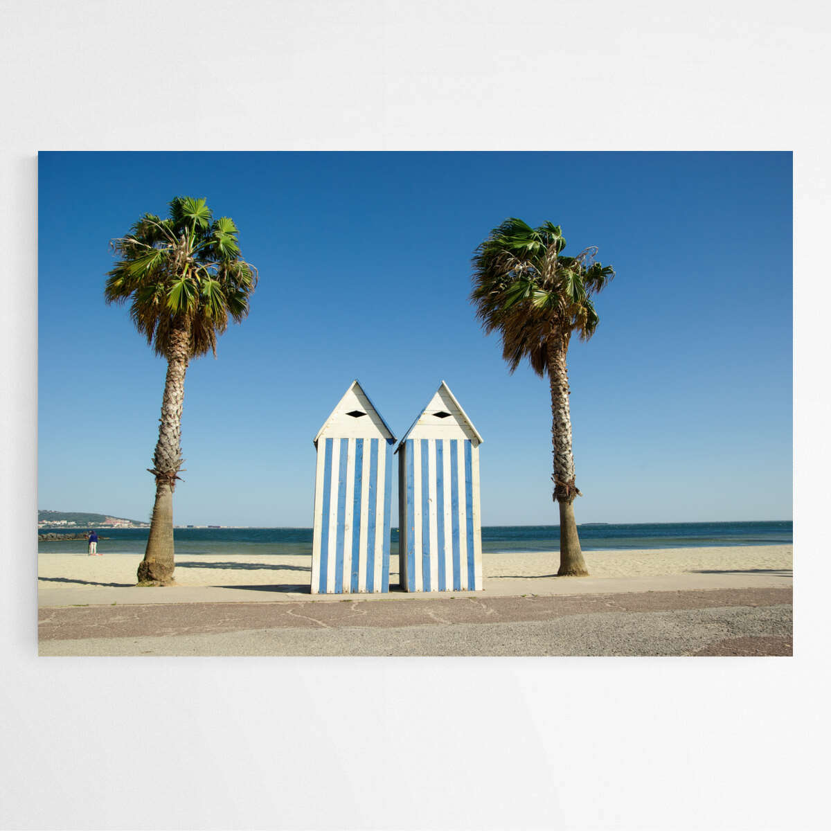 Tropical Tranquility: Beach Hut and Palm Harmony | Beachside Wall Art Prints - The Canvas Hive