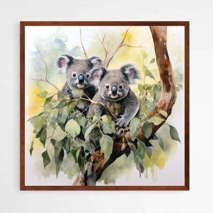 Two Koala's on a Tree Water Colour | Australiana Wall Art Prints - The Canvas Hive