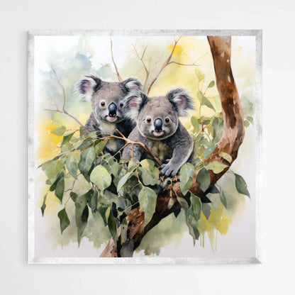 Two Koala's on a Tree Water Colour | Australiana Wall Art Prints - The Canvas Hive