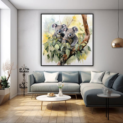 Two Koala's on a Tree Water Colour | Australiana Wall Art Prints - The Canvas Hive