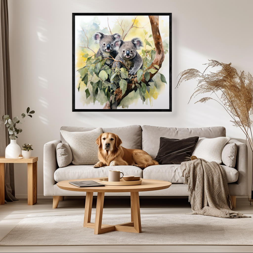 Two Koala's on a Tree Water Colour | Australiana Wall Art Prints - The Canvas Hive