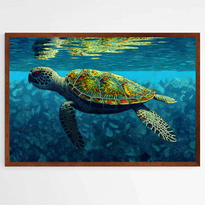 Underwater Turtle Odyssey | Sea Life Wall Art Prints - The Canvas Hive