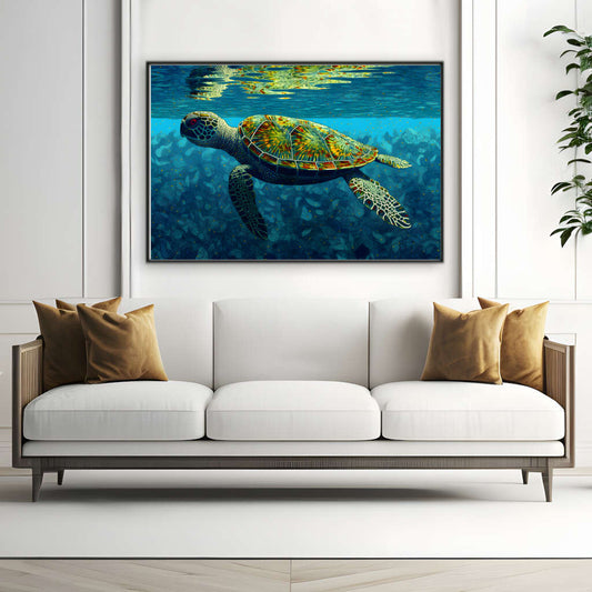 Underwater Turtle Odyssey | Sea Life Wall Art Prints - The Canvas Hive