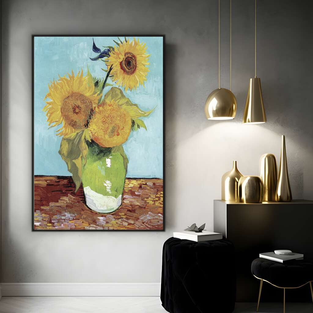 Vase with Three Sunflowers by Vincent Van Gogh | Vincent Van Gogh Wall Art Prints - The Canvas Hive