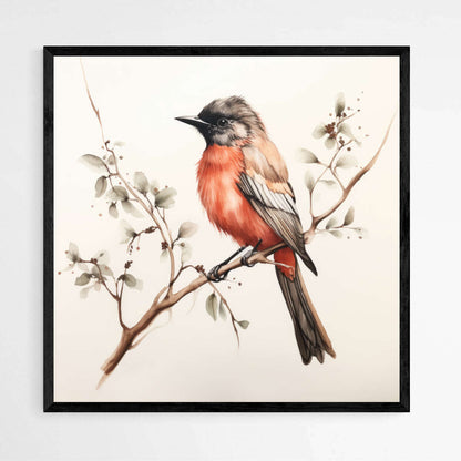 Vibrant Australian Scarlet Robin Birds Watercolor | Australiana Wall Art Prints - The Canvas Hive