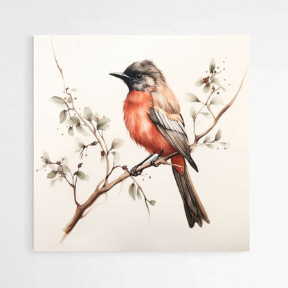 Vibrant Australian Scarlet Robin Birds Watercolor | Australiana Wall Art Prints - The Canvas Hive