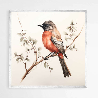 Vibrant Australian Scarlet Robin Birds Watercolor | Australiana Wall Art Prints - The Canvas Hive