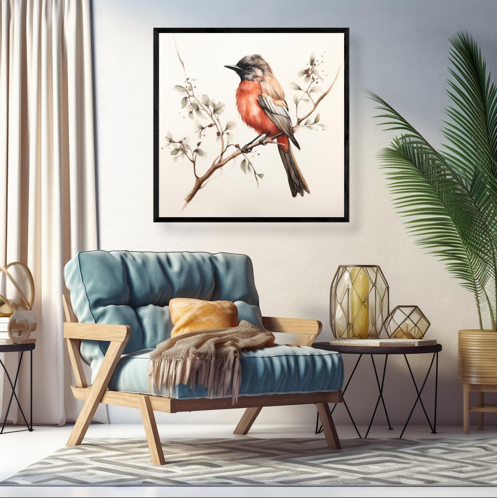 Vibrant Australian Scarlet Robin Birds Watercolor | Australiana Wall Art Prints - The Canvas Hive