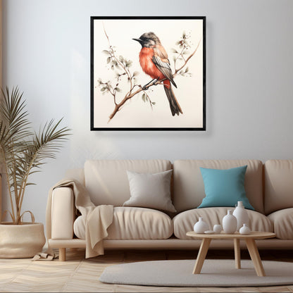 Vibrant Australian Scarlet Robin Birds Watercolor | Australiana Wall Art Prints - The Canvas Hive