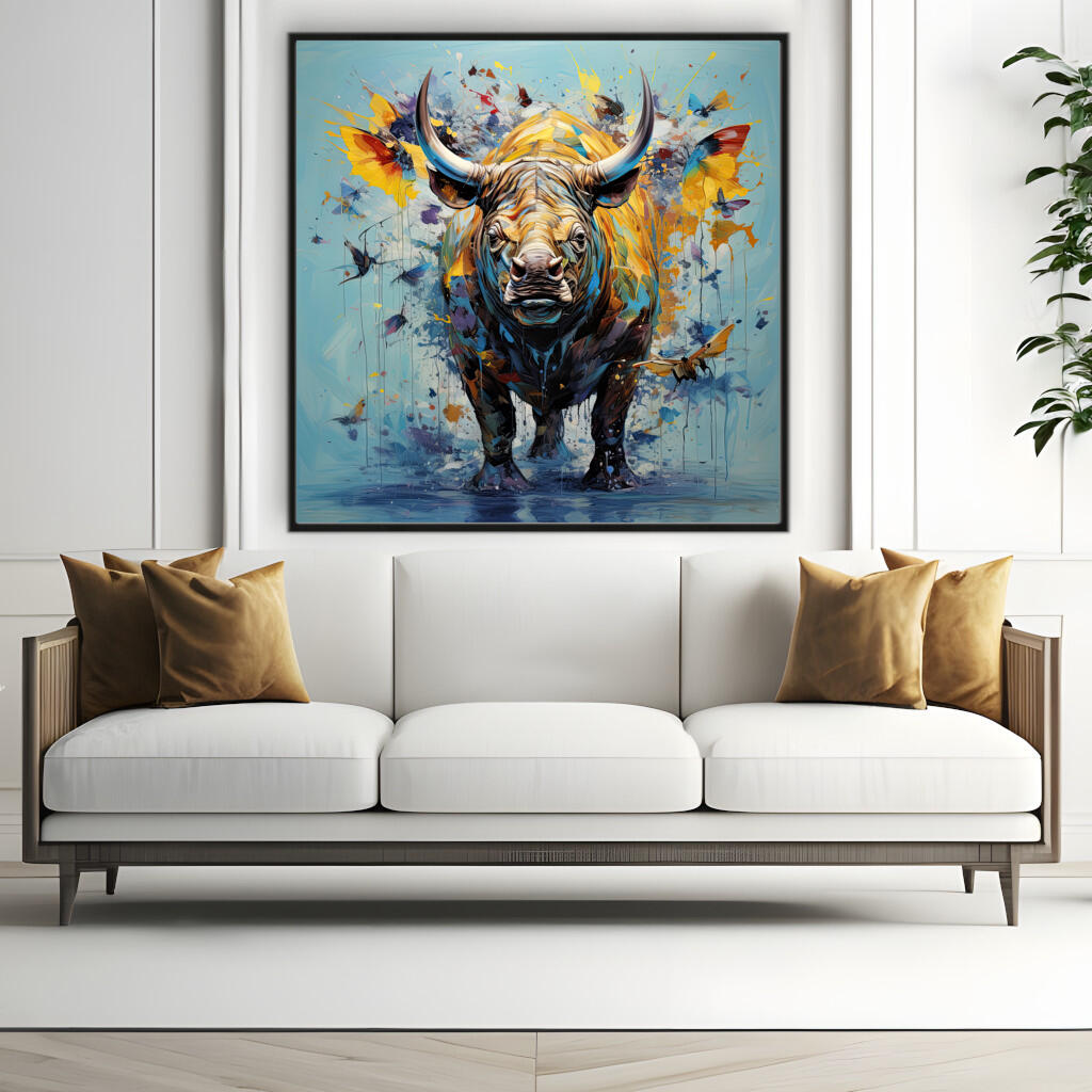 Vibrant Rhino Color Pop | Animals Wall Art Prints - The Canvas Hive