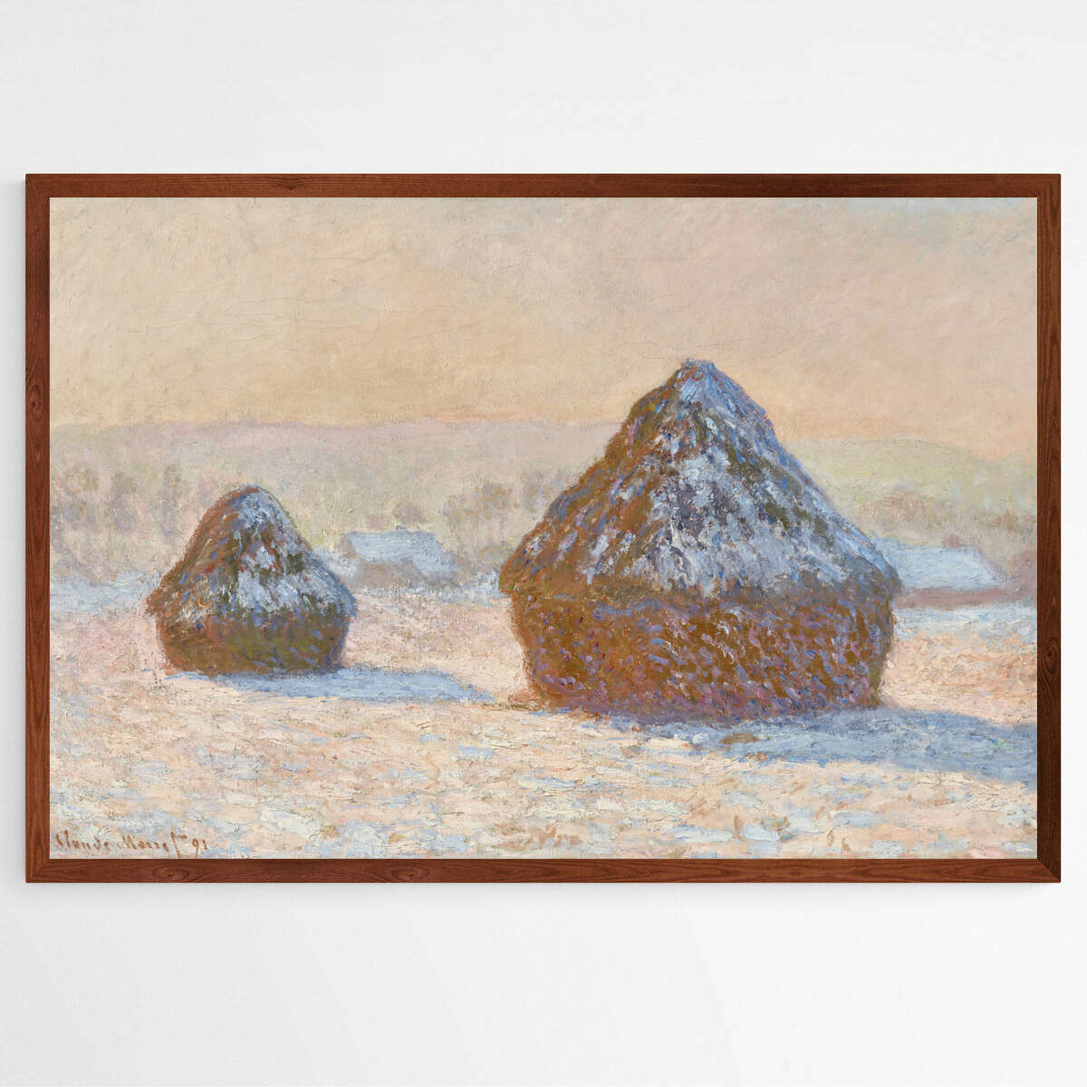 Wheatstacks Snow Effect | Claude Monet Wall Art Prints - The Canvas Hive