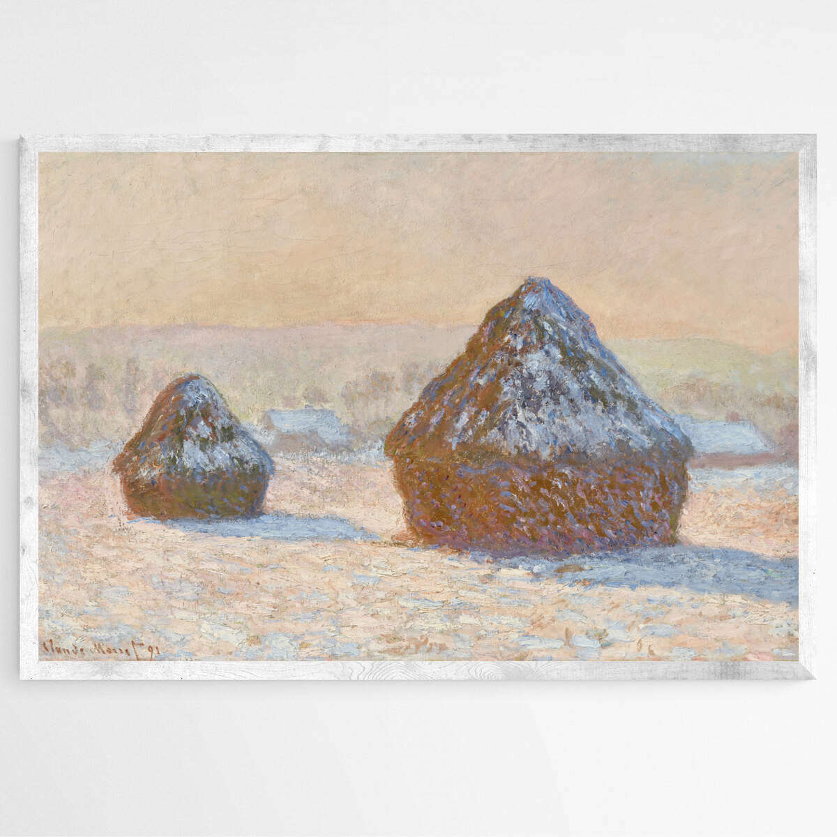 Wheatstacks Snow Effect | Claude Monet Wall Art Prints - The Canvas Hive
