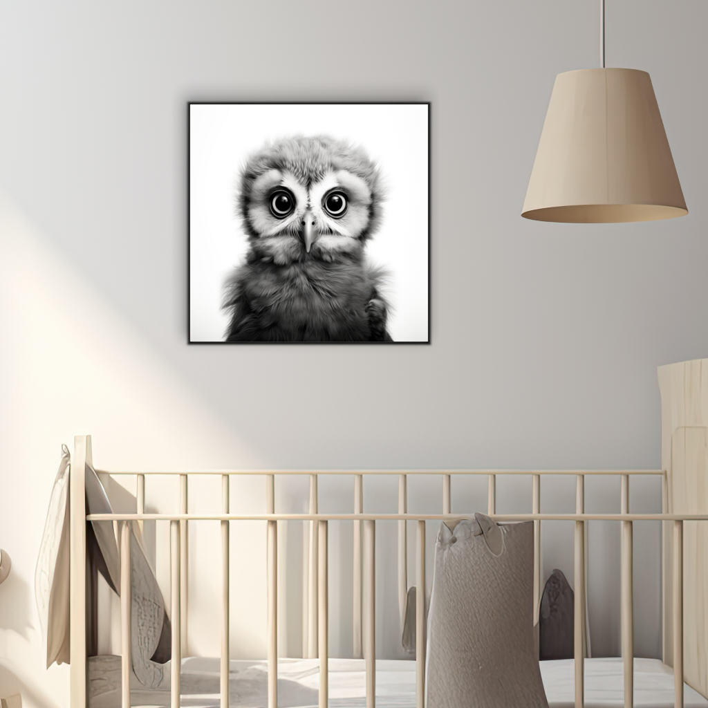 Woodland Baby Animal Owl Black & White | Nursery Wall Art Prints - The Canvas Hive