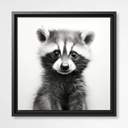 Woodland Baby Animal Racoon Black & White | Nursery Wall Art Prints - The Canvas Hive