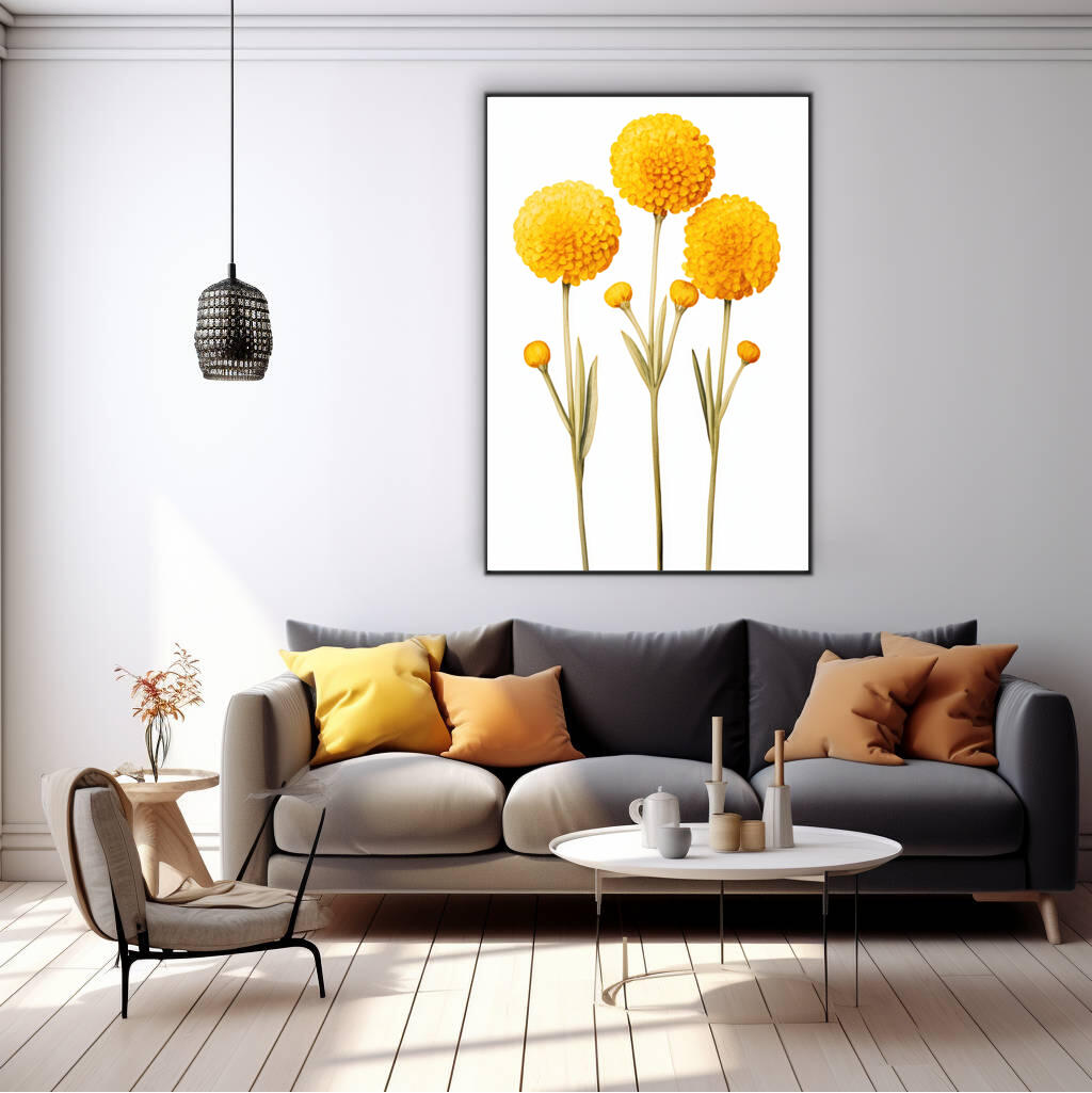 Yellow Billy Button Blooms Print | Australiana Wall Art Prints - The Canvas Hive